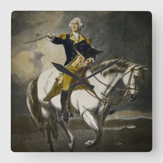 George Washington in Trenton Quadratische Wanduhr (Vorderseite)