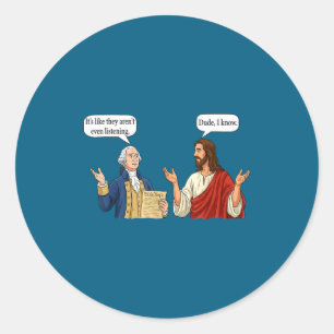 George Washington Jesus Like Aren' Runder Aufkleber