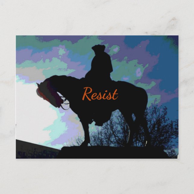 George Washington on Horse, politischer "RESIST" Postkarte (Vorderseite)
