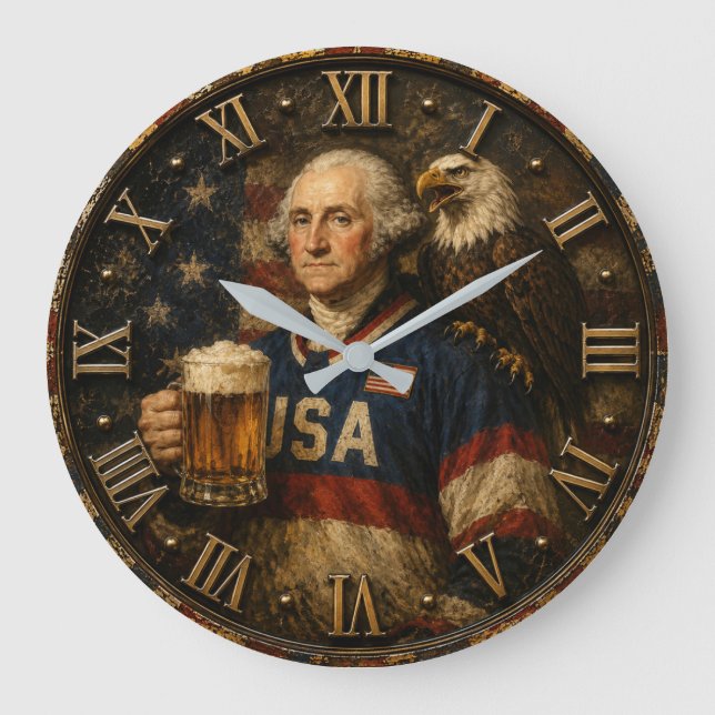 George Washington Patriotic Große Wanduhr (Vorderseite)