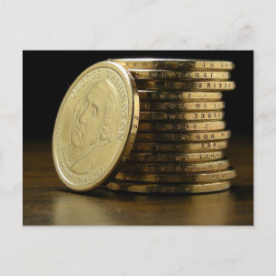 George Washington Präsident $1 Münzstapel Postkarte