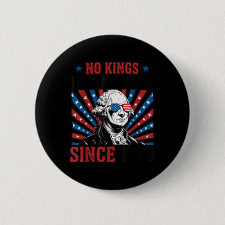 George Washington Protest Sign Democracy No Kings  Button