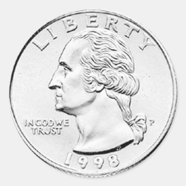 George Washington Quarter Dollar Runder Aufkleber (Vorderseite)