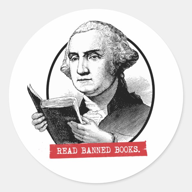 George Washington Reads Banned Books Runder Aufkleber (Vorderseite)