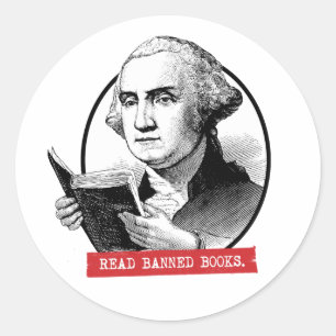 George Washington Reads Banned Books Runder Aufkleber