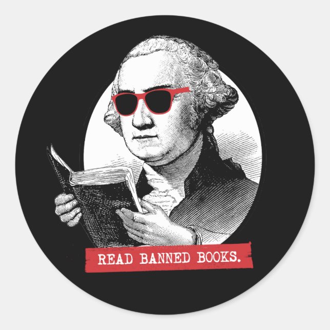 George Washington Reads Banned Books Runder Aufkleber (Vorderseite)