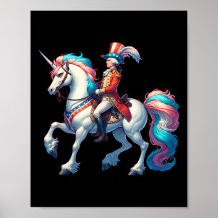 George Washington reitet auf einem Einhorn 4. Juli Poster