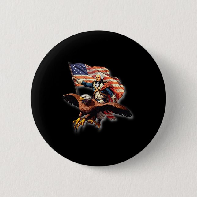 George Washington Riding A Bald Eagle Patriotic Wo Button (Vorderseite)