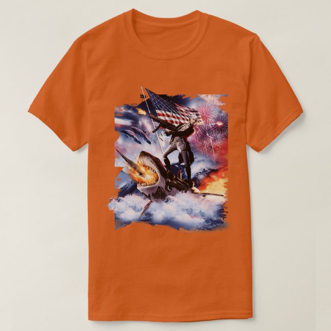 George Washington Riding Shark T-Shirt (Design vorne)