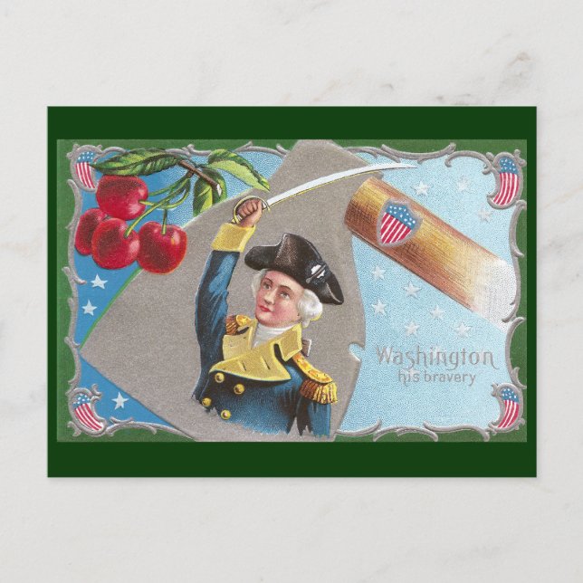 George Washington und Cherries Postkarte (Vorderseite)
