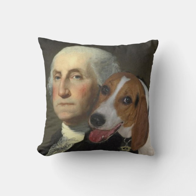 George Washington und sein Fuchsjagdhund Kissen (Vorderseite)