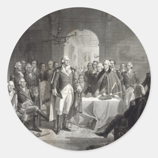 George Washington und seine Generäle kleben fest Runder Aufkleber (Vorderseite)