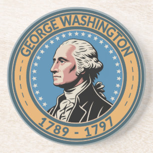 George Washington US-Präsident Illustration Badge Getränkeuntersetzer