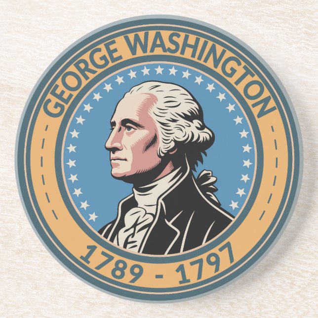 George Washington US President Illustration Badge Getränkeuntersetzer (Vorne)
