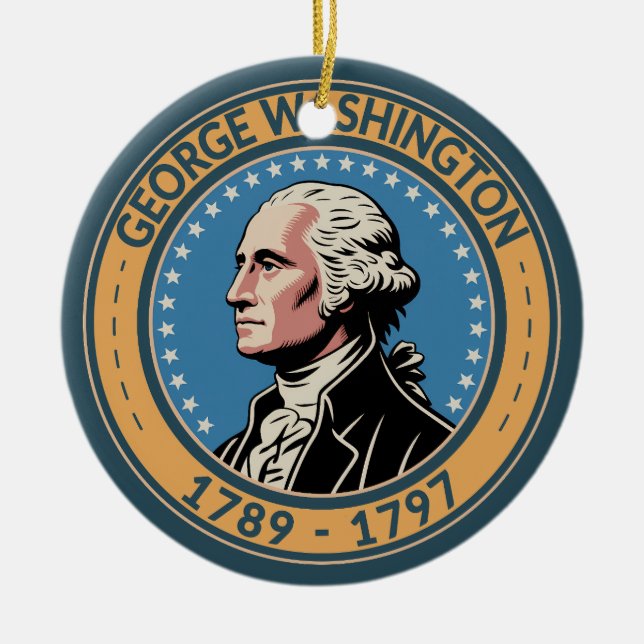George Washington US President Illustration Badge Keramik Ornament (Vorne)