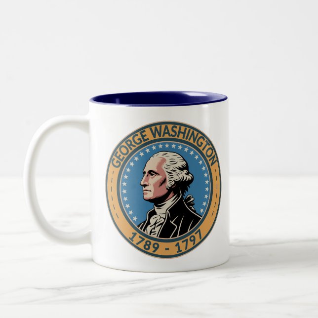 George Washington US President Illustration Badge Zweifarbige Tasse (Links)