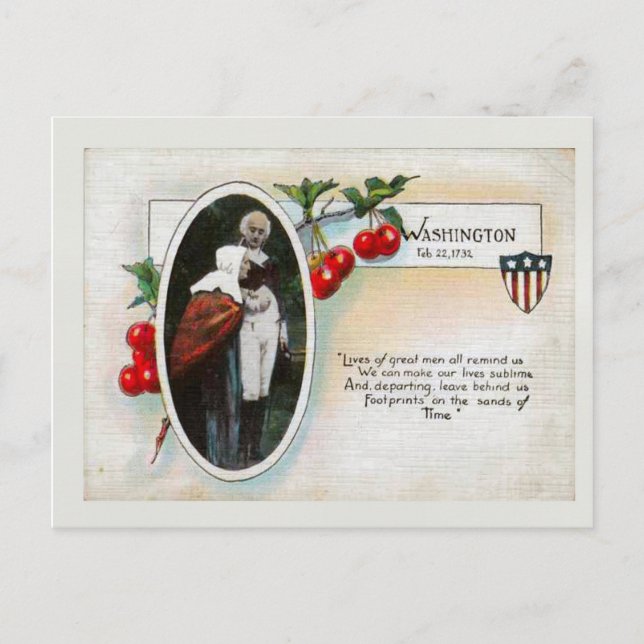 George Washington's Birthday & Postkarte (Vorderseite)
