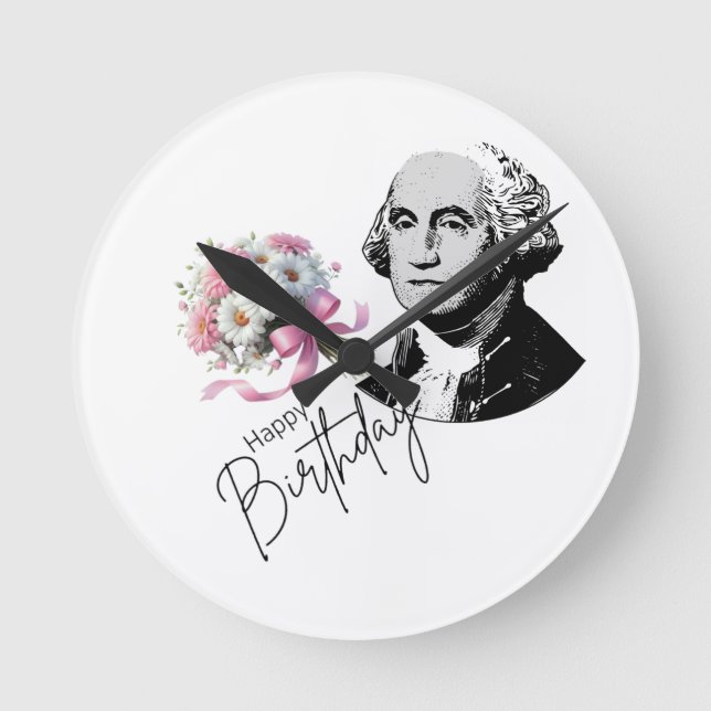George Washingtons Geburtstag Runde Wanduhr (Vorderseite)