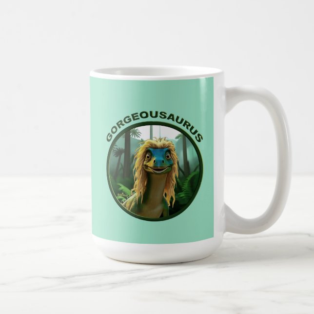 Georgeousaurus Blond Dinosaur Kaffeetasse (Rechts)