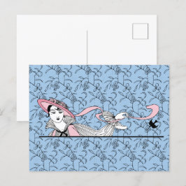 Georges Barbier 1920er Fashion Lady and Bird Postkarte