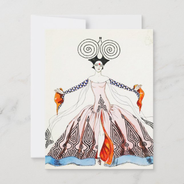 Georges Barbier Art Deco Fashion Note Card Einladung (Vorderseite)