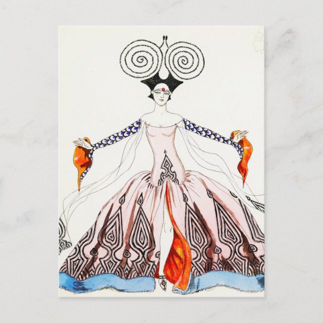 Georges Barbier Art Deco Fashion Postcard Postkarte (Vorderseite)