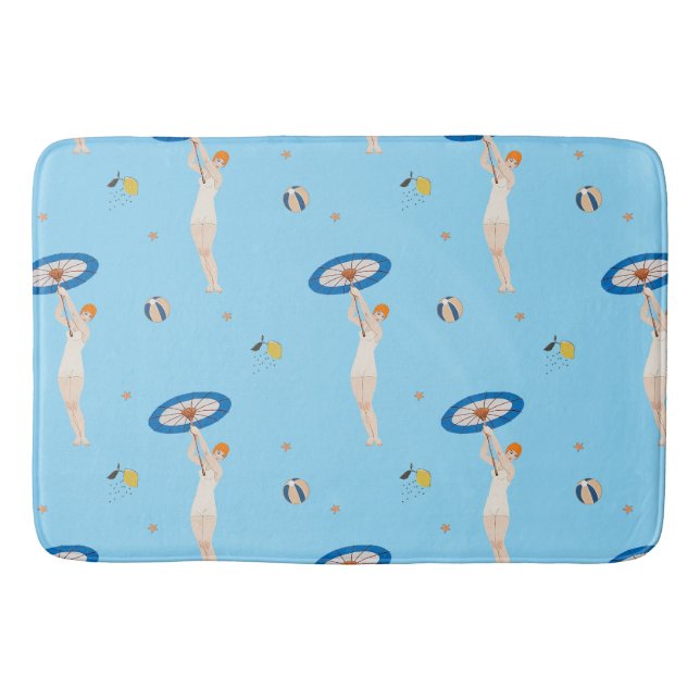 Georges Barbier Au Lido 1924 Fashion Illustration Badematte (Vorderseite)