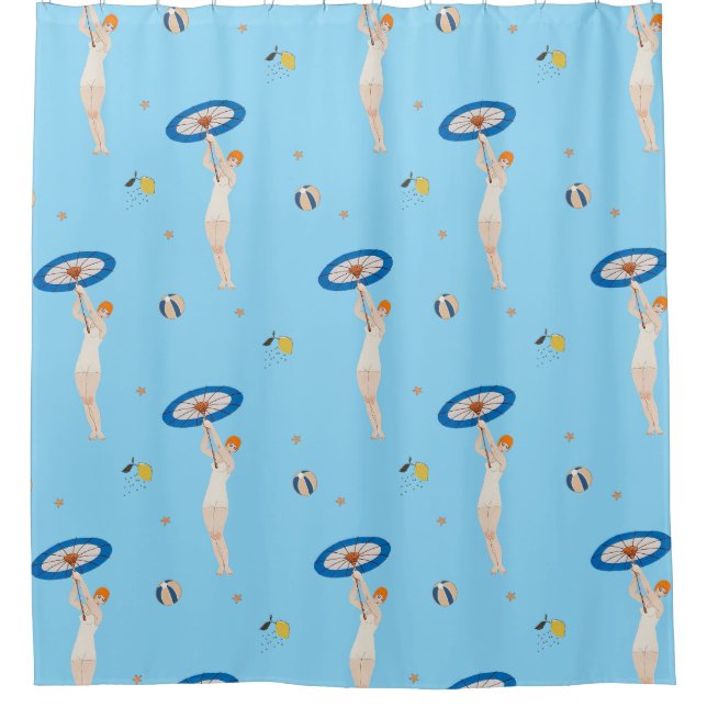 Georges Barbier Au Lido 1924 Fashion Illustration Duschvorhang (Vorderseite)