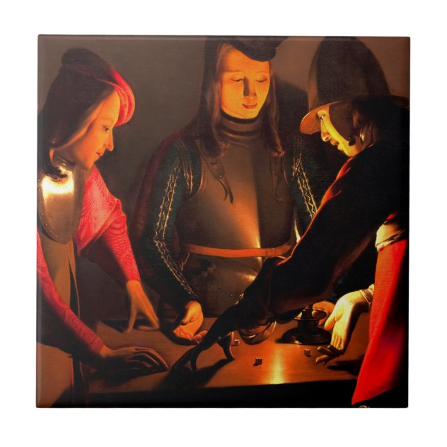 Georges de la Tour - The Dices Players Fliese (Vorderseite)