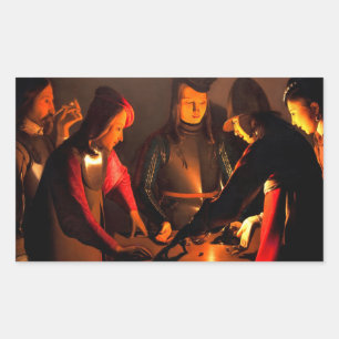 Georges de la Tour - The Dices Players Rechteckiger Aufkleber