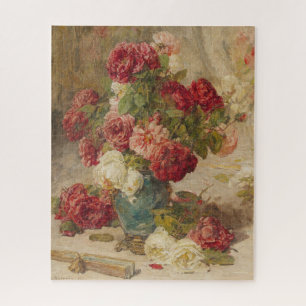 Georges Jeannin - Ein Stillleben mit Rose in einem Puzzle
