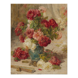 Georges Jeannin - Ein Stillleben mit Rosen in eine Poster