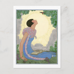 Georges Lepape Vintage Deco Mode Frühlingszeit Postkarte