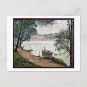 Georges Pierre Seurat   Flusslandschaft mit Schiff Postkarte