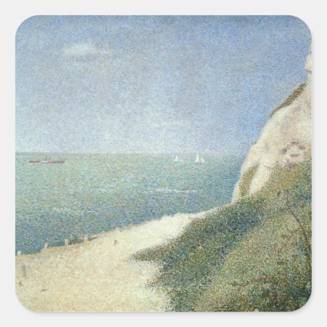 Georges Pierre Seurat | Strand bei Bas Butin, Honf Quadratischer Aufkleber (Vorderseite)
