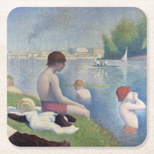 Georges Seurat - Badende bei Asnieres Rechteckiger Pappuntersetzer