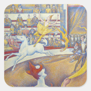 Georges Seurat - Der Zirkus Quadratischer Aufkleber