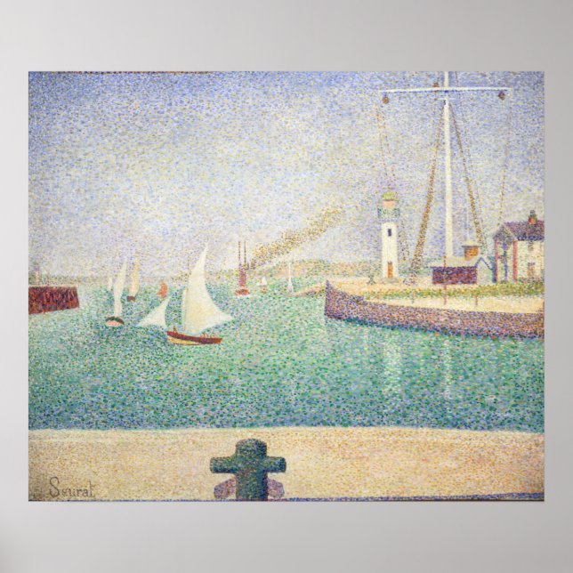Georges Seurat - Eintritt in den Hafen von Honfleu Poster (Vorne)
