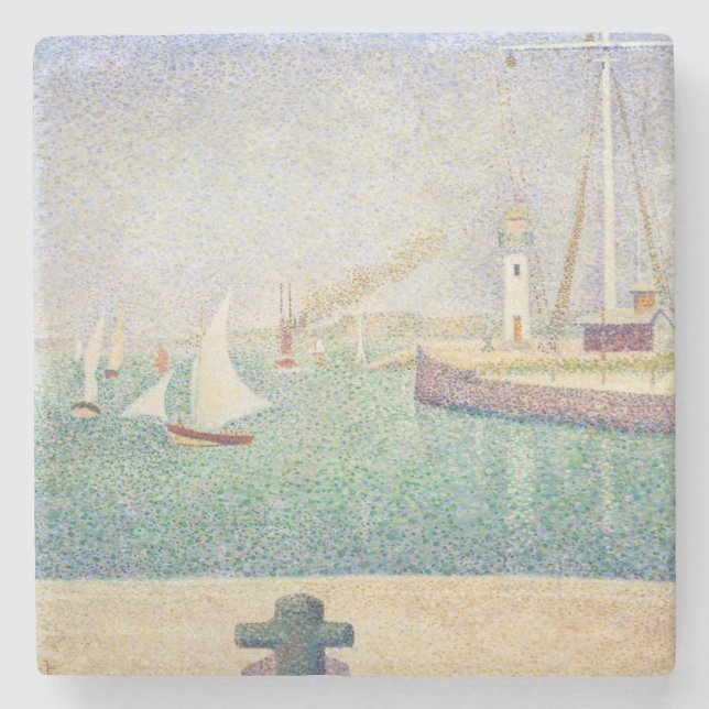 Georges Seurat - Eintritt in den Hafen von Honfleu Steinuntersetzer (Vorderseite)