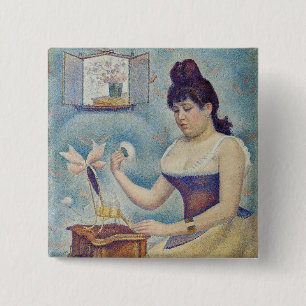 Georges Seurat - Junge Frau, die sich pudert Button