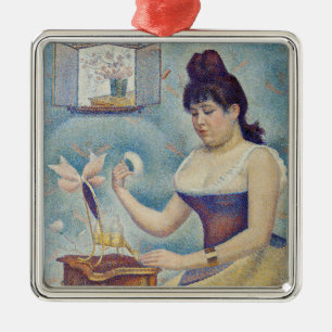 Georges Seurat - Junge Frau, die sich pudert Ornament Aus Metall