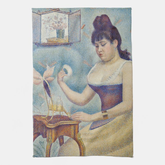 Georges Seurat - Junge Frau Powdering sich selbst Geschirrtuch (Vertikal)