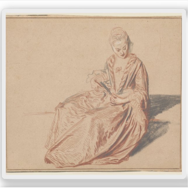 Georges Seurat - Sitzende Frau mit Lüfter Aufkleber (Vorderseite)