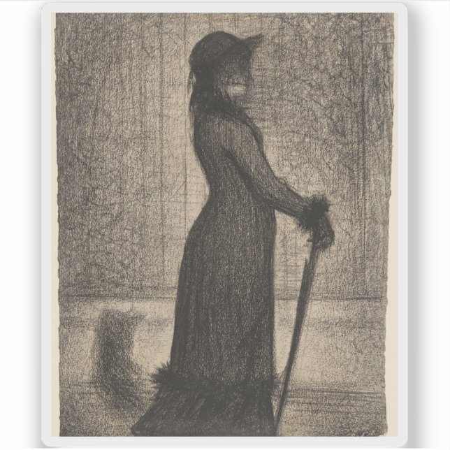 Georges Seurat - Woman Strolling (Une élégante) Aufkleber (Vorderseite)
