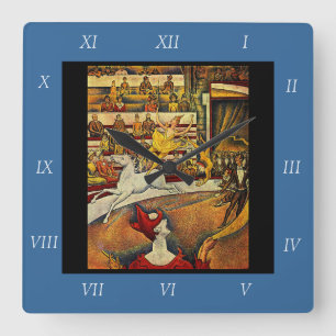 Georges Seurats Der Zirkus (1891) - Clown & Reiter Quadratische Wanduhr