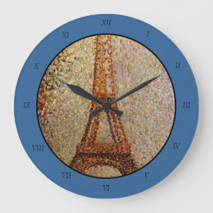 Georges Seurats Gemälde: Der Eiffelturm (1889) Große Wanduhr