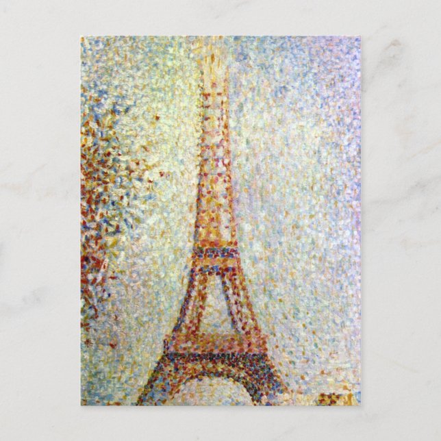 Georges Suerat Eiffel Tower Pointillism Postkarte (Vorderseite)