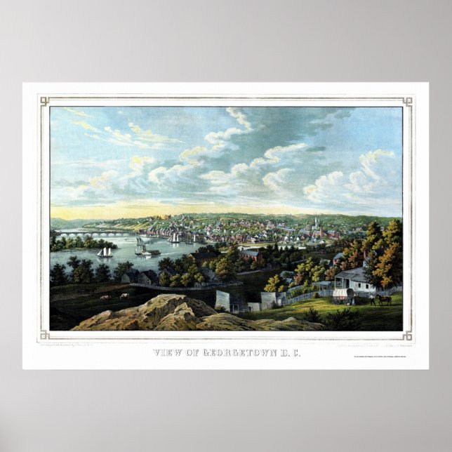 Georgetown, D.C. Panorama Karte - 1855 Poster (Vorne)