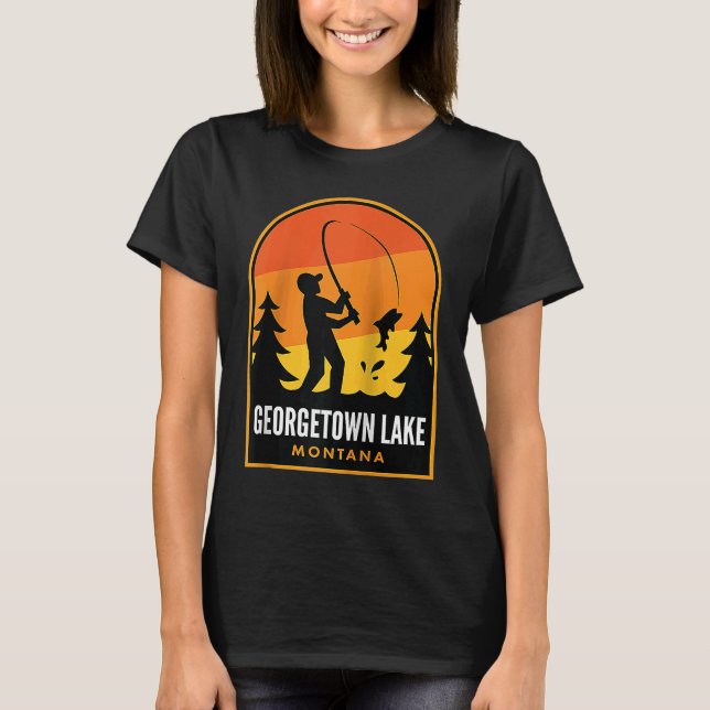 Georgetown Lake Montana Angeln Raglan T-Shirt (Vorderseite)