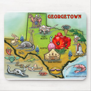 Georgetown Texas Cartoon Karte Mousepad